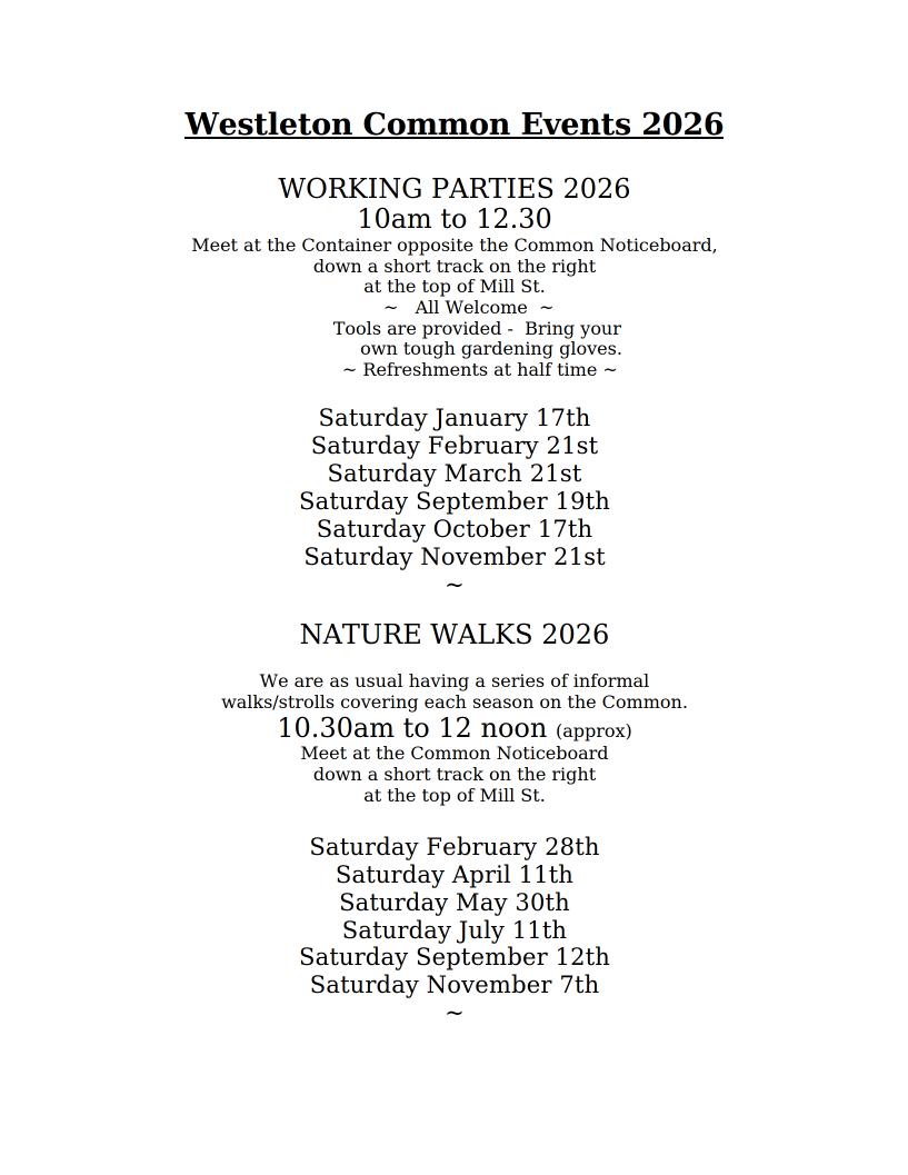 Event programme for 2026